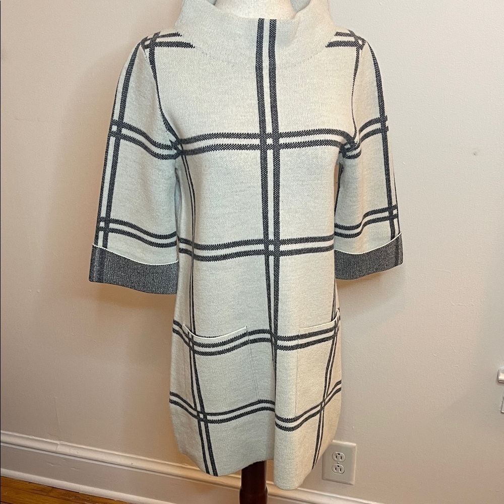 Anthropologie Moth Wool Blend Windowpane Sweater Dress/Tunic Small
